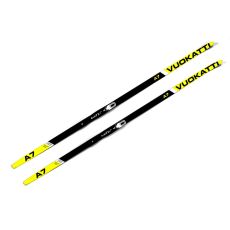 Комплект беговых лыж Vuokatti Step-in (Wax) без насечек черный/желтый, 150
