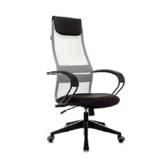 Кресло руководителя Бюрократ CH-607 на колесиках, сетка/ткань, светло-серый