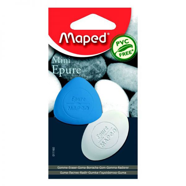 Ластик MAPED Epure Mini 011160 треугольный малый треугольный овальн. цвет. с заостренными краями 2шт