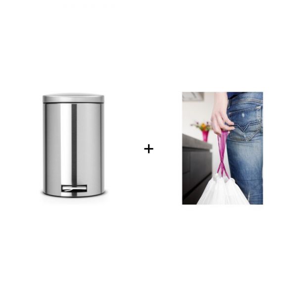 Мусорное ведро Brabantia Silent Pedal Bin , 12 л, + 20 мусорных мешков